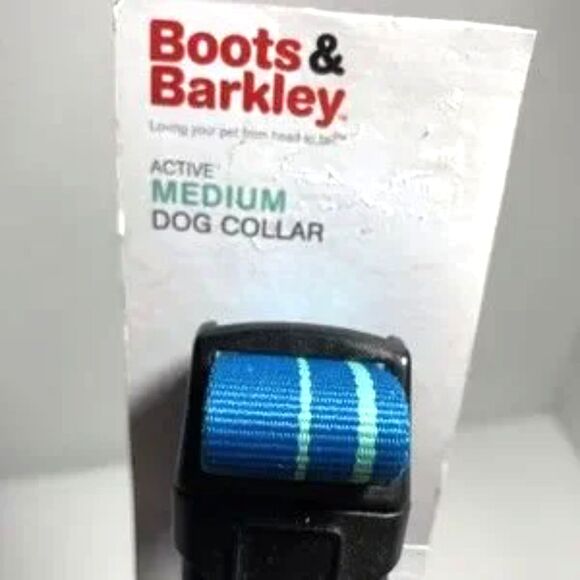 Dog Collar Blue with Teal Stripes by Boots & Barkley Medium and Red Nylabone NEW - Picture 6 of 7